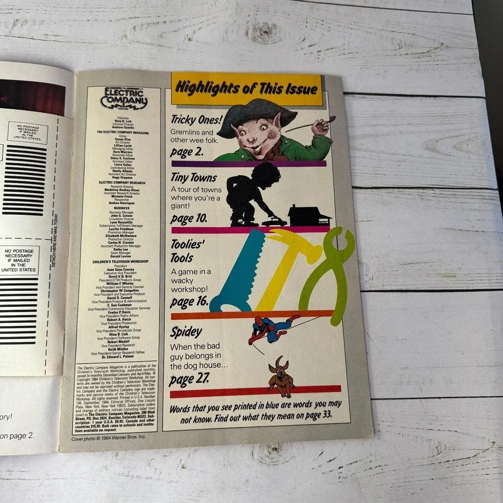 Electric Company Magazine Sept 1984 Gremlins Gizmo Spider-Man Star Wars